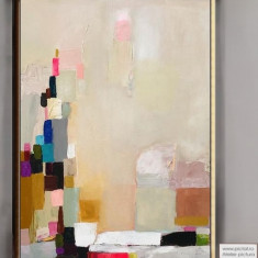 Miraj Tablou semnat datat tablou living abstract, tablou decorativ 70x130cm
