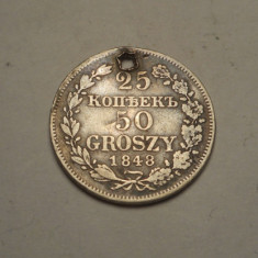 Rusia Polonia 25 Kopeici 50 Groszy 1848 Rara