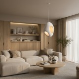 Lustra suspendata moderna FOAMER Magno, 57 cm, alb, E27, &icirc;naltime reglabila