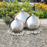 VidaXL F&acirc;nt&acirc;ni sferice de grădină cu LED-uri, 3 piese, oțel inoxidabil