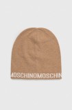 Moschino caciula de lana culoarea maro, de lana, din tesatura neteda