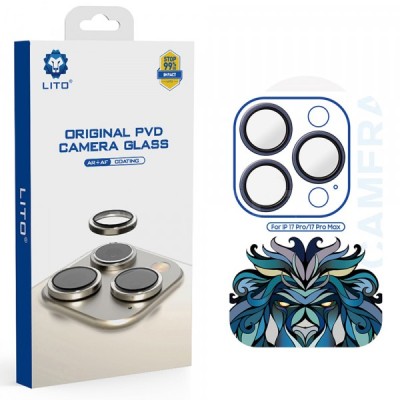 Folie de protectie Camera Spate Lito Titanium AR pentru Apple iPhone 17 Pro Max / 17 Pro, Sticla Securizata, Bleumarin foto