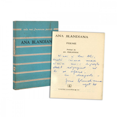 Ana Blandiana, Poeme, 1978, cu dedicație pentru Nina Cassian foto