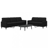 vidaXL Set de canapele cu perne, 2 piese, negru, catifea