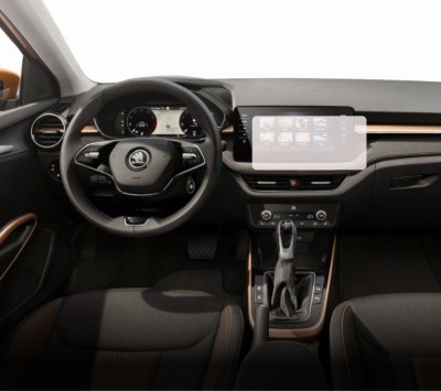 Folie Protectie Display Navigatie, Duragon, Skoda Fabia Monte Carlo 2016-2024, silicon Transparent, Anti-zgarieturi, Kit instalare foto