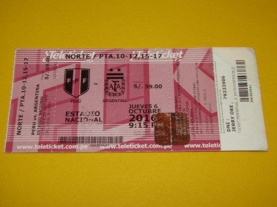 Bilet meci fotbal PERU - ARGENTINA (06.10.2016) foto