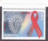 LUPTA IMPOTRIVA HIV / SIDA - 2011 - ,Lp.1940,MNH ** ROMANIA, Medical, Nestampilat