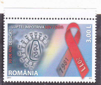 LUPTA IMPOTRIVA HIV / SIDA - 2011 - ,Lp.1940,MNH ** ROMANIA foto