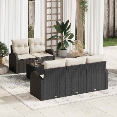 vidaXL Set de canapele pentru grădină 6 pcs Negru 55 x 55 x 37 cm 3345917 foto