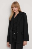 Abercrombie &amp; Fitch geaca din amestec de lana culoarea negru, de tranzitie