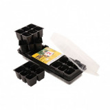 Set 2 minisere cu 18 ghivece si capac, dimensiune 47x16 cm