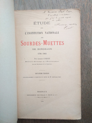 ETUDE SUR L&amp;#039;INSTITUTION NATIONALE DES SOURDES-MUETTES DE BORDEAUX 1786-1903 foto