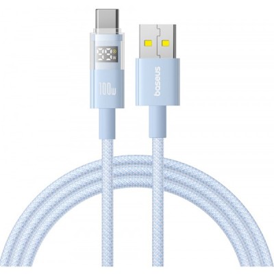 Cablu Date si Incarcare USB-A - USB-C Baseus Display 2, 100W, 1m, Albastru P10382701311-00 foto