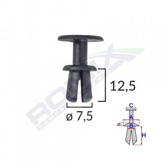 CLIPS FIXARE PENTRU BMW/SKODA 7.5X12.5MM - NEGRU SET 10 BUC foto