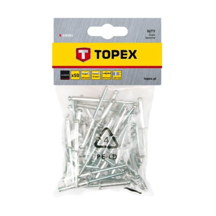 Nituri din Aluminiu, Topex, 50 Buc/Set, 4 x 8 mm, Nituri Topex Aluminiu ...