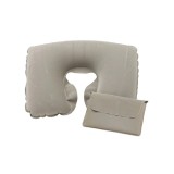 Perna voiaj confortabila, gonflabila, din catifea, pentru calatorie, gri