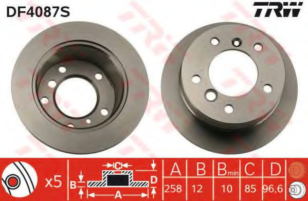 Disc frana VW LT II platou / sasiu (2DC, 2DF, 2DG, 2DL, 2DM) (1996 - 2006) TRW DF4087S