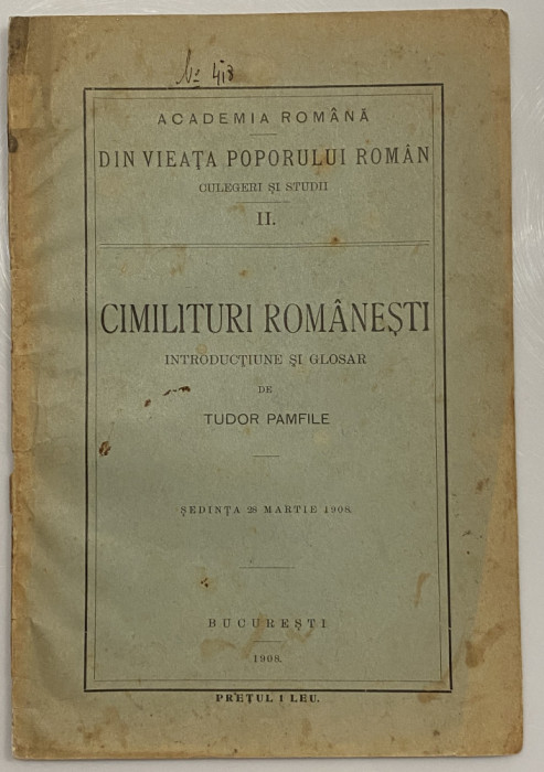 Tudor Pamfile - Cimilituri Romanesti - din vieata poporului roman vol II