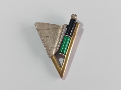 Pandant din argint cu malachit si onix #42 foto