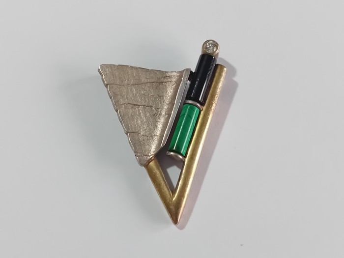 Pandant din argint cu malachit si onix #42