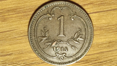 Austria Imperiu Habsburgic -moneda colectie- 1 heller 1914 raruta - stare f buna foto