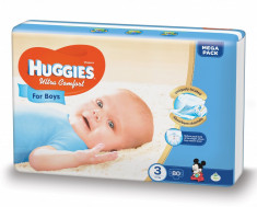 Scutece Huggies Ultra Confort Mega Pack 3, Baieti, 5?9 kg, 80 buc foto