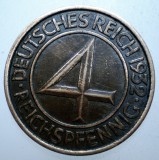 D.206 GERMANIA WEIMAR 4 REICHSPFENNIG 1932 E