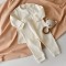 Set bluzita cu maneca lunga si pantaloni lungi din bumbac organic si 5% elastan - Ecru, BabyCosy (Marime: 3-6 Luni)