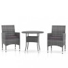 Set mobilier de gradina, 3 piese, gri, poliratan