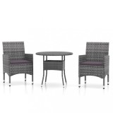 Cumpara ieftin Set mobilier de gradina, 3 piese, gri, poliratan