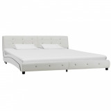 Cadru de pat, alb, 180 x 200 cm, piele ecologică, Cires, Dublu, Cu polite semirotunde, vidaXL