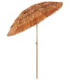 Umbrela de plaja tip hawai pliabila, cu inaltime si unghi reglabil, structura metalica, 160 cm, maro Household NewTrend
