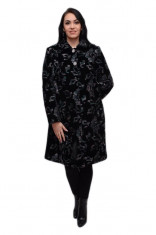 Jacheta eleganta cu croi drept, neagra cu design abstract colorat foto