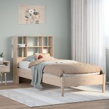 Cumpara ieftin Pat cu bibliotecă fără saltea, 90x200 cm, lemn masiv pin