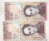 bnk bn Venezuela 2x100 bolivares 2012 serii consecutive , circulate