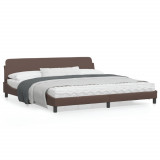 VidaXL Cadru de pat cu tăblie, maro, 200x200 cm, piele ecologică