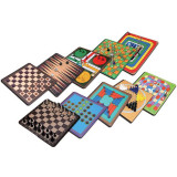 Set jocuri de societate clasice, Sah, Table, Serpi si scari, 5 table cu 2 fete, ATU-085582