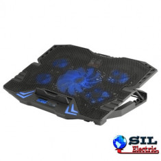 Stand cu sistem de racire pentru notebook gaming, 5 ventilatoare si ecran LCD, NGS foto