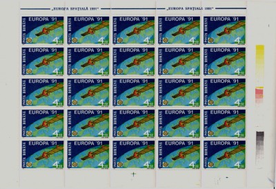 RO 1991 , LP1252 &amp;quot;Europa &amp;#039;91 CEPT&amp;quot; in coala MNH 25 serii , EROARE foto