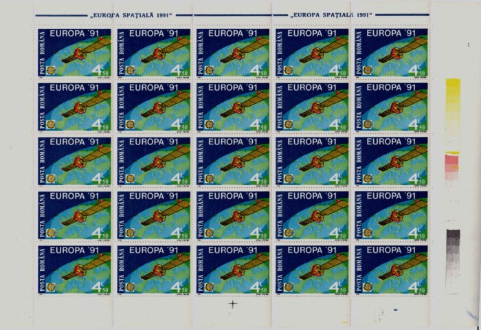 RO 1991 , LP1252 &quot;Europa &#039;91 CEPT&quot; in coala MNH 25 serii , EROARE