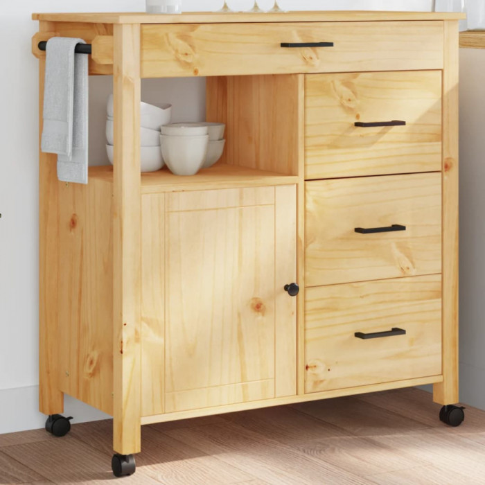 Gossi carucior de bucatarie &bdquo;monza&rdquo;, 84x40x90 cm, lemn masiv de pin