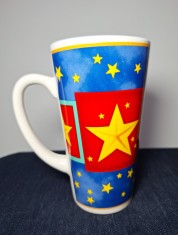 Cana mare din portelan, model cu stele, Eurohome, 15.5 cm inaltime foto
