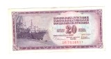 Bancnota Yugoslavia 20 dinara 12 august 1978, circulata, stare buna