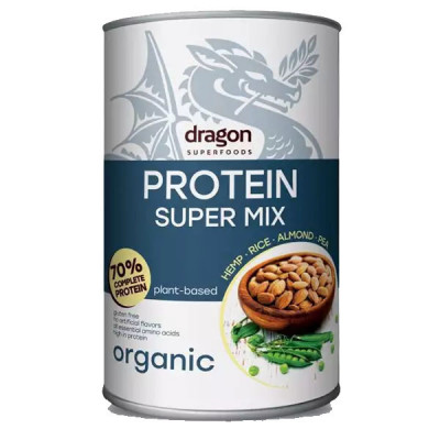 Shake Proteic Super Mix 70% Proteine Bio 500 grame Dragon Superfoods foto