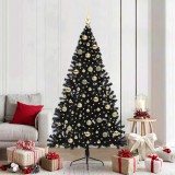 vidaXL Pom de Crăciun artificial pre-iluminat Negru 210 cm PVC 3397158