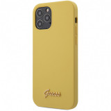 Husa TPU Guess Silicone Metal Logo Script pentru Apple iPhone 12 Pro Max, Galbena GUHCP12LLSLMGYE