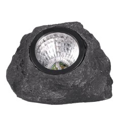 Lampa solara led decorativa pentru gradina flippy, imitatie piatra, lumina puternica 4 led-uri, 12 x 15 cm, material abs, baterie ni-mh, 600 mah, pano