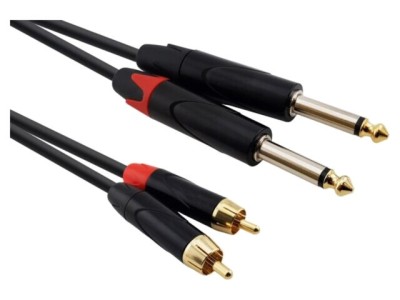 Cablu audio Jack 6,3mm x2 - RCA x2 1,5m negru REDS MUSIC foto