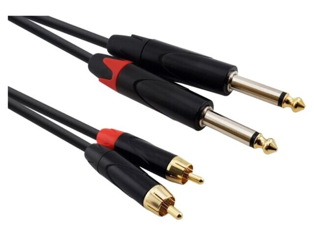 Cablu audio Jack 6,3mm x2 - RCA x2 1,5m negru REDS MUSIC