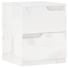 HOMCOM Noptieră Modernă cu 2 Sertare și Design Lucios, Noptieră pentru Dormitor din PAL, 40x40x48 cm, Alb Lucios | Aosom Romania